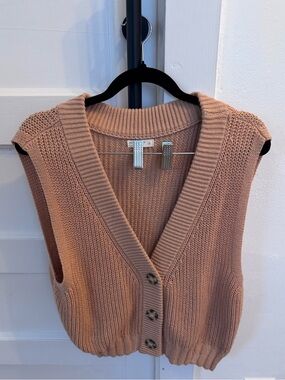 Women's Sleeveless Knit Button-Front Vest Sweater - Blush